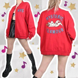 HYSTERIC GLAMOUR RED LADY GRAPHIC BOMBER JACKET